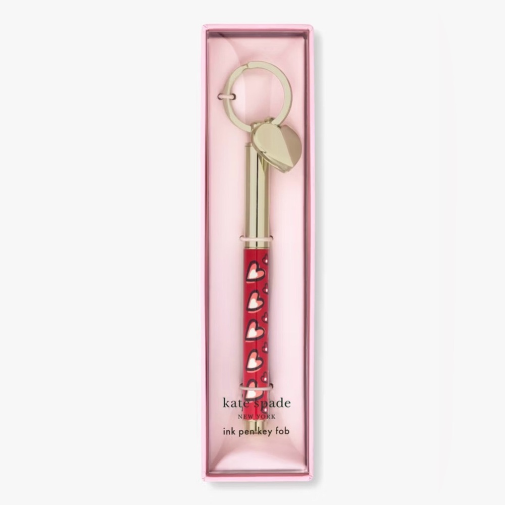 Kate Spade Red and Gold Heart Ink Pen Key Fob